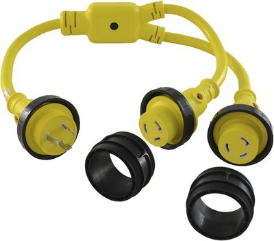 Conntek 17220 Shore Power Y-Adapter 30A L5-30P to Dual L5-30R 3 ft Marine