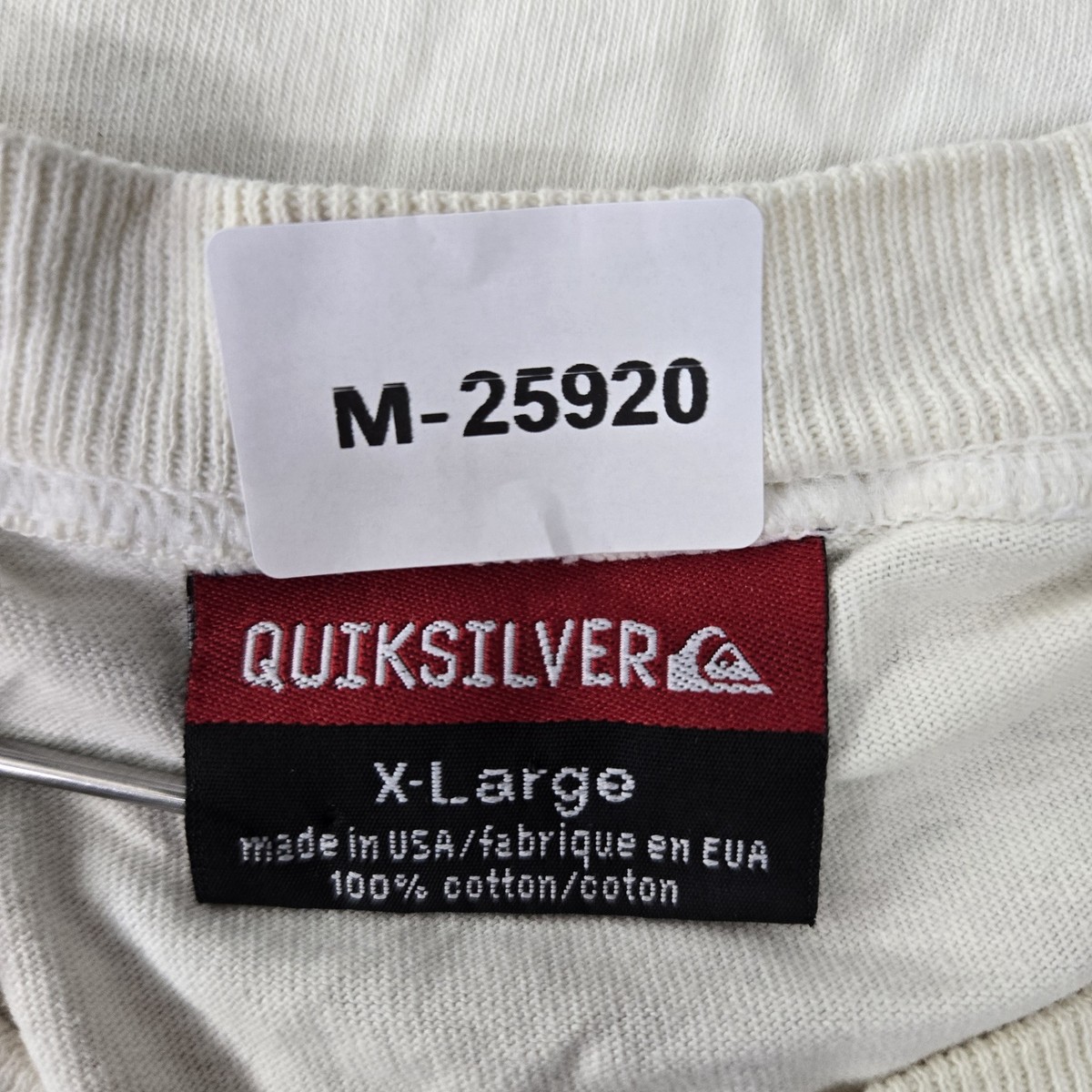 VINTAGE Quiksilver Men Shirt XL White Graphic Grunge Skater Surf