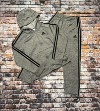 Adidas Game and Go Jogger Set Gray Zippered Hoodie Pants Youth Size M 10/12 