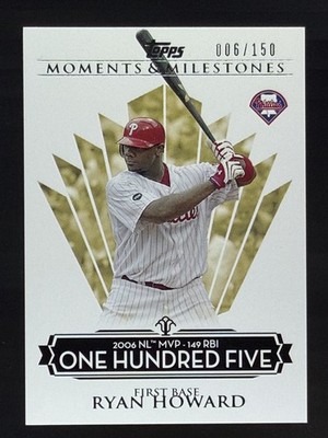 Ryan Howard 6/150 HR 105 Jersey Number Match 2008 Topps Moments & Milestones