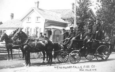 Fire Department Horse Wagon Menomonee Falls Wisconsin WI - Reprint