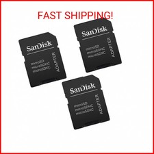 3 Pack -Sandisk MicroSD MicroSDHC to SD SDHC Adapter. Works with Memory Cards up