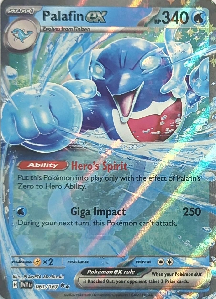 Pokemon TCG - Holofoil Palafin ex Double Rare 061/167 NM TWM