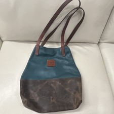 Blue Brown Colorblock Tote Shoulder Bag Snap ...