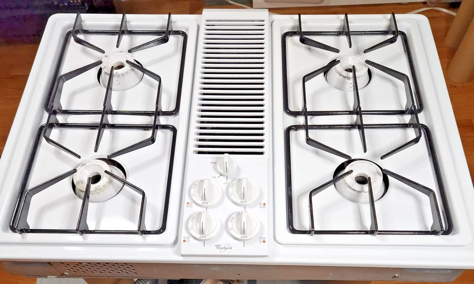 Cooktop Whirlpool 30 pol a gás downdraft 4 queimadores branco SC8720EDW0 - Imagem 2 de 4