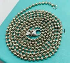 Tiffany  Co. 34" Sterling Silver 2mm Bead Ball Chain Necklace w/ Box
