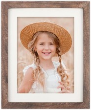 8x10 Picture Frame Wood Display 6x8 with Mat or 8x10, Brown