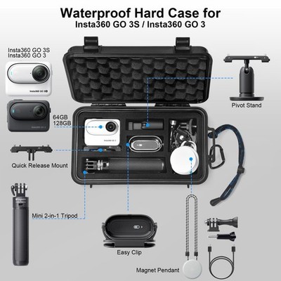 Insta360 GO 3 4K アクションカメラ ケース+3脚セット Waterproof Hard Case for Insta360 GO 3S GO 3 Action Vlogging