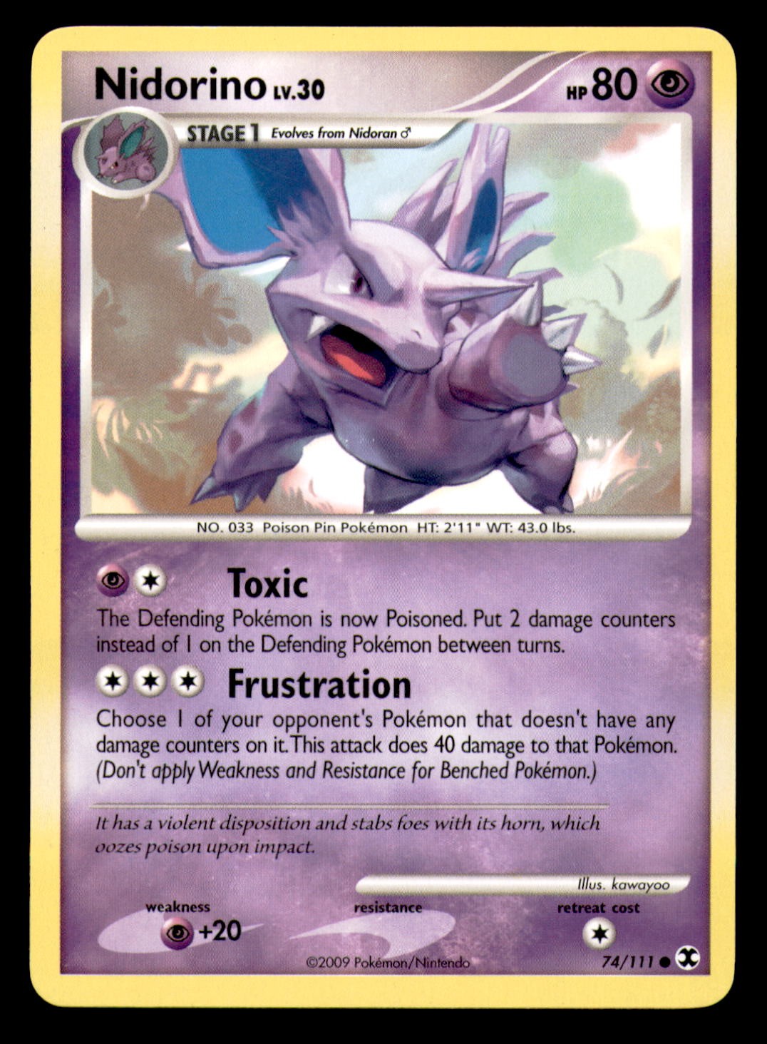 Nidorino 74/111 Common Rising Rivals Pokemon Lightly Played