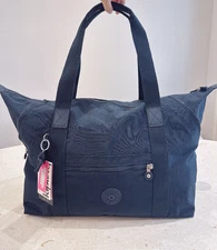 NWT Kipling Art Medium Tote Bag in NAVY DARK Blue  Extra Large Size