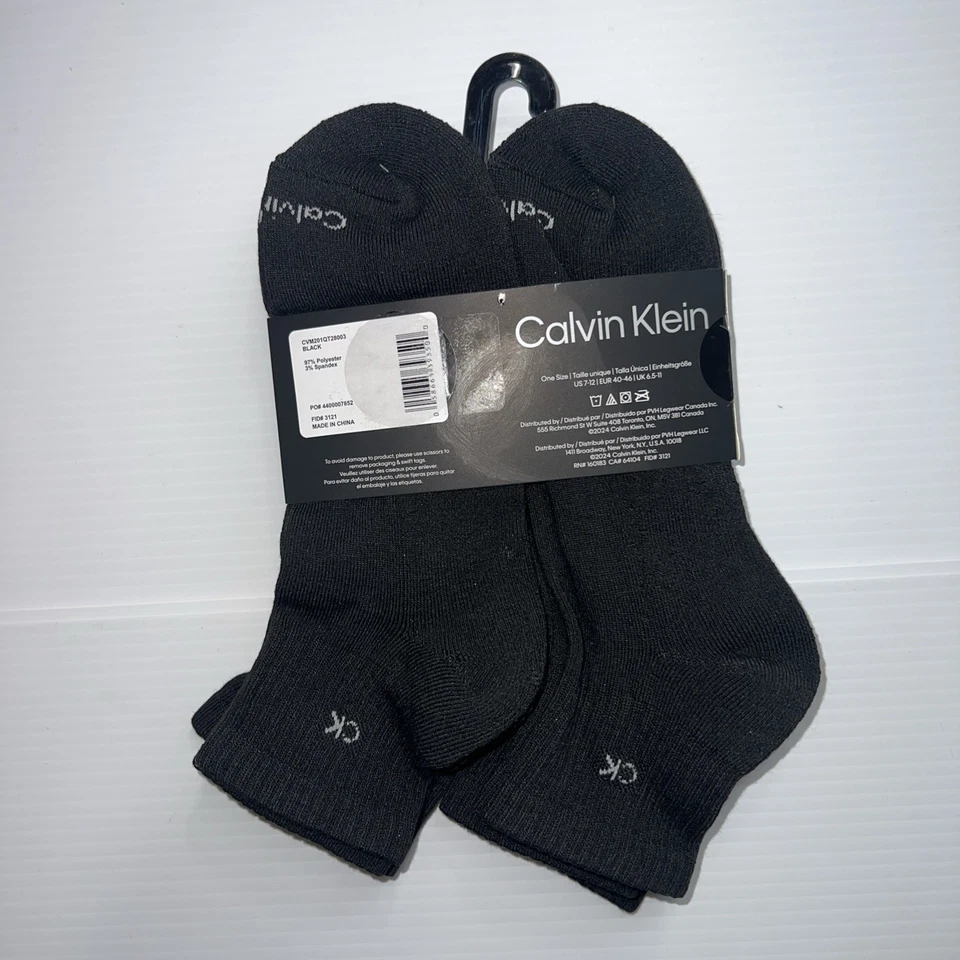 Calvin Klein 6-Pair Men's Cushion Quarter Cut Socks black Size 7-12 - Image 2 of 3