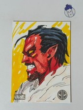 Marketplace image: 2025 Topps Chrome Deadpool Azazel Sketch Card Silver Foil 1/1 by Rafael Dante