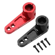 Aluminum Alloy 25T Steering Servo Arm Horn Red/Black for RC Car 2 Pcs