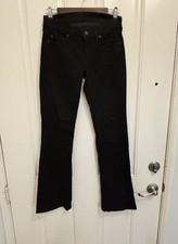 7 For All Mankind Womens Jeans 25 Black Bootcut Lightning Bolt Pocket USA made