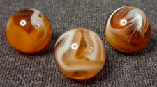 Vintage Akro Agate Slag Set Of 3 Marbles 5/8" - Mint Condition 526060