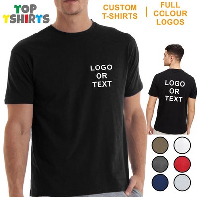 Custom Fully Personalised T-Shirt Printed FRONT & BACK LOGOS & TEXT