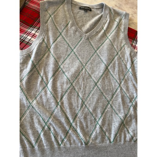 Express Design Studio Gray Plaid Argyle Sweater Vest Men Lge - Picture 2 of 6