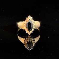 Synthetic Marquise Onyx Stone Ring - 14K Yellow Gold - 3.6g Size 7.5 GO1061766