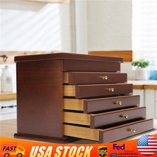 Jewelry Cabinet Storage Box Gift Chest Armoire Organizer W/ 6 Layers Drawer