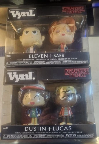 Stranger Things Figures  VYNL Lot -  2 sets Dustin + Lucas Eleven + Barb.
