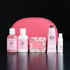 Crabtree Evelyn Rosewater Eau de Rose Personal Travel 5Pc Set w/ Pink Bag NWT