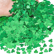 1500Pcs St. Patrick'S Day Shamrock Confetti Decorations, Green Metallic Foil Sha