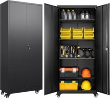 SISESOL Metal Storage Cabinet with Wheels,Rolling Garage Storage Cabinet Lock