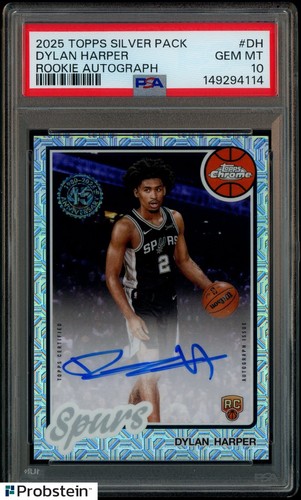 2025-26 Topps Chrome 1980 Topps Silver Pack Dylan Harper RC Rookie AUTO PSA 10