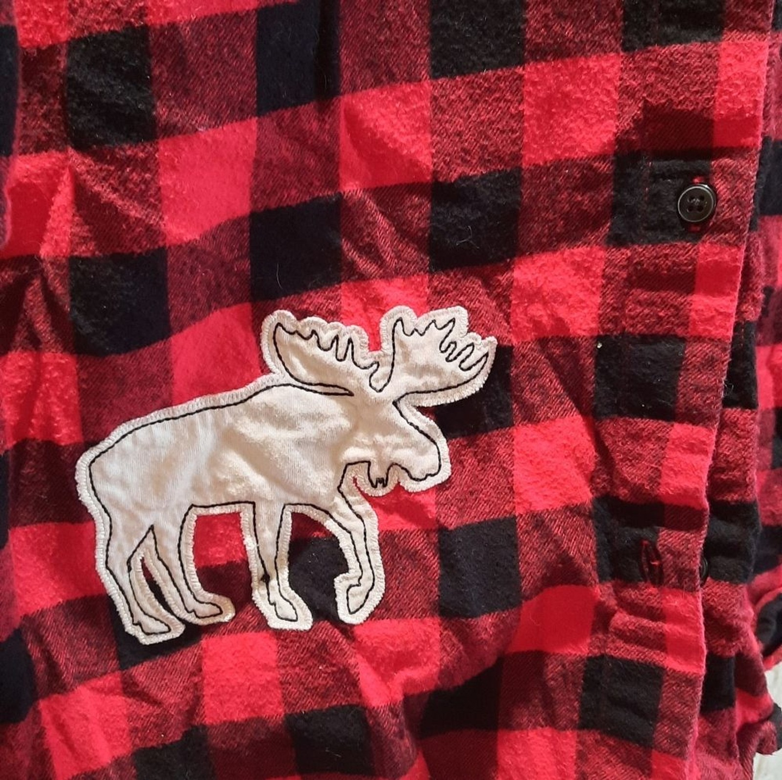 Lazy One Nightshirt Womans S/M Red Plaid Flannel Button Down Comfy Loumgewear