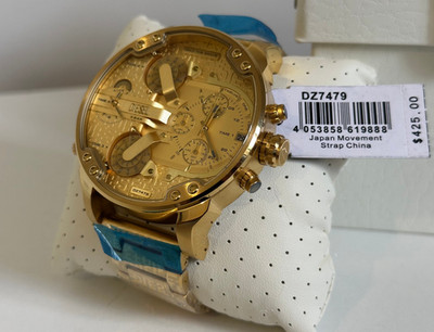 MEN'S DIESEL DZ7479 MR. DADDY 2.0 GOLD S/STEEL MULTI-ZONE CHRONOGRAPH WATCH