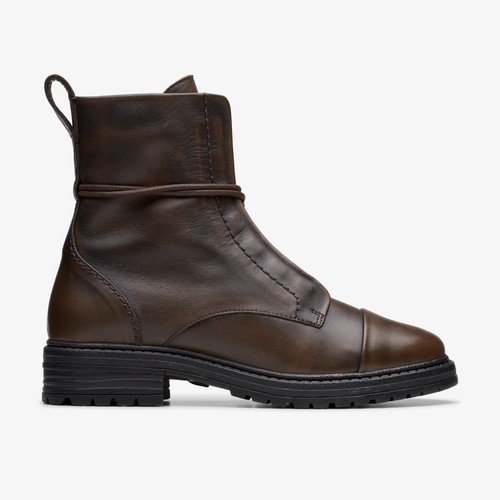 Clarks Damen Rixley Spitze dunkelbraun Leder Leder Freizeit