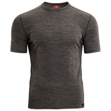 Isobaa Mens Merino 150 Short Sleeve Crew Black Hiking Layer