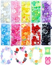 750PCS Assorted Acrylic Beads for Bracelet Making, Flower Star Heart Butterfl...