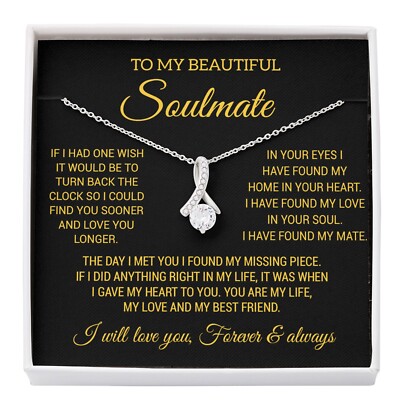 To My Soulmate Necklace, Wife Necklace Gift for Fiancée, Xmas Gift for Her