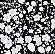 50cm x 110cm ALEXANDER HENRY NOBI BLACK & WHITE MADE IN JAPAN COTTON FABRIC