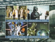 Star Wars Luke Skywalker Darth Vader R2D2 C3PO 2018 MNH foglio francobolli