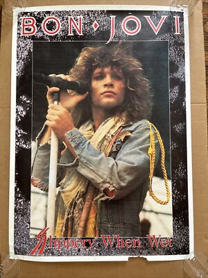 vintage poster Bon Jovi slippery when wet 1980s rock music vintage poster Bon Jovi slippery when wet 1980s rock music