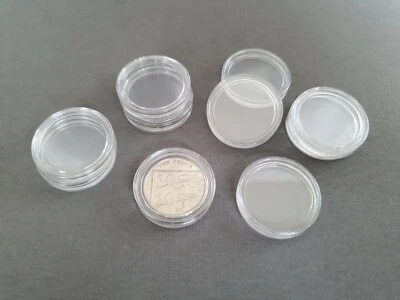 MANI-KO 10Pcs Coin Capsules 25mm A to Z 10p Collection Ten Pence Storage Clear Plastic
