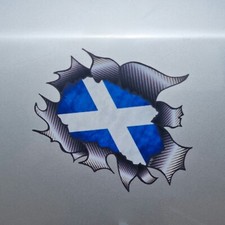 Scotland Scottish Flag Ripped Carbon Fibre Vinyl Sticker Decal For Car 115x90mm