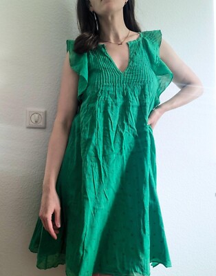 ba&sh Kleid ''Mina'' Gr. 1 | FR 36 Baumwolle 100% Rüschen romantisch grün