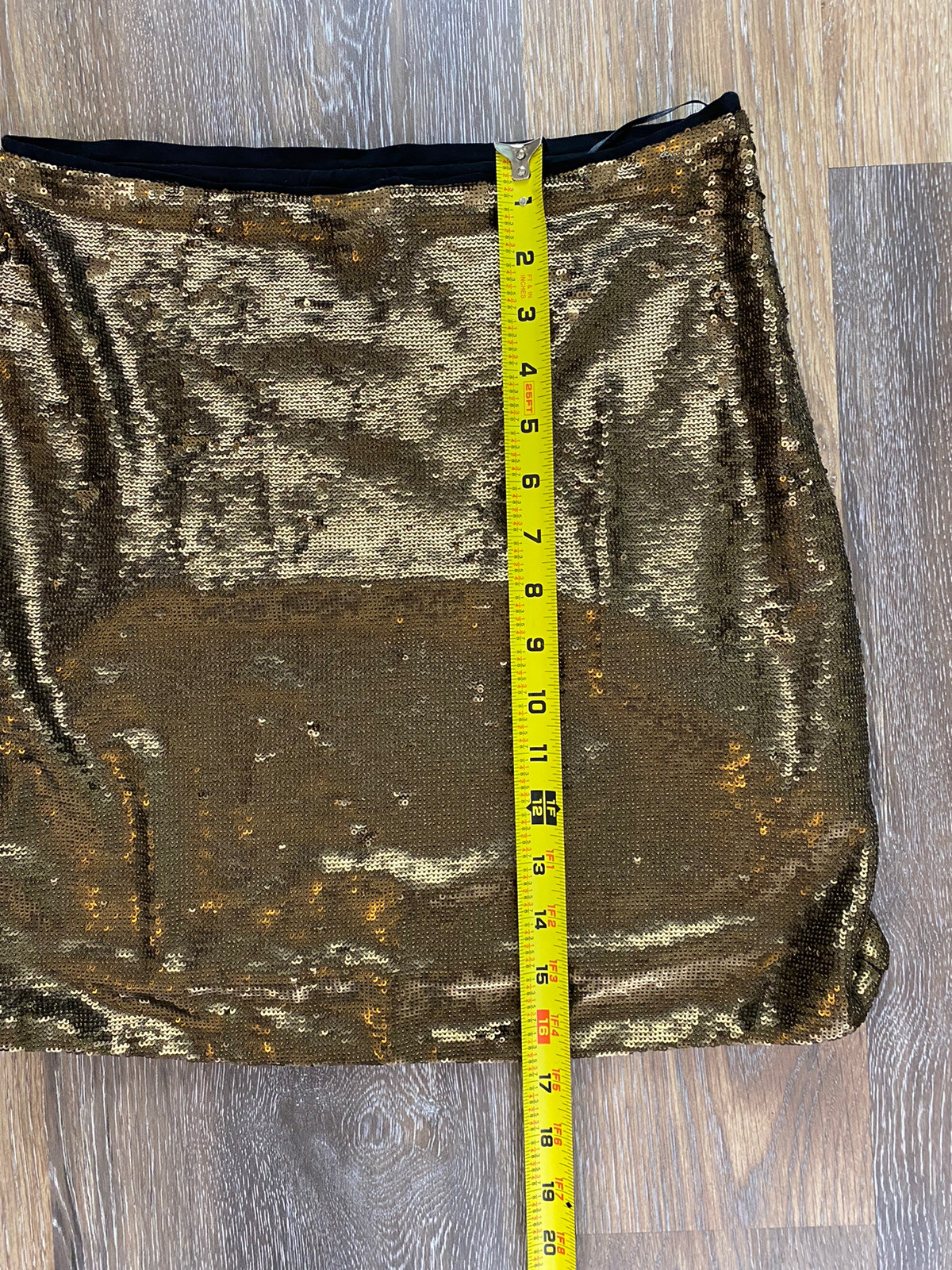 Massimo Dutti Womens Mini Skirt X-Small Gold Mini Sequins Lined Clubwear Sexy! image 6
