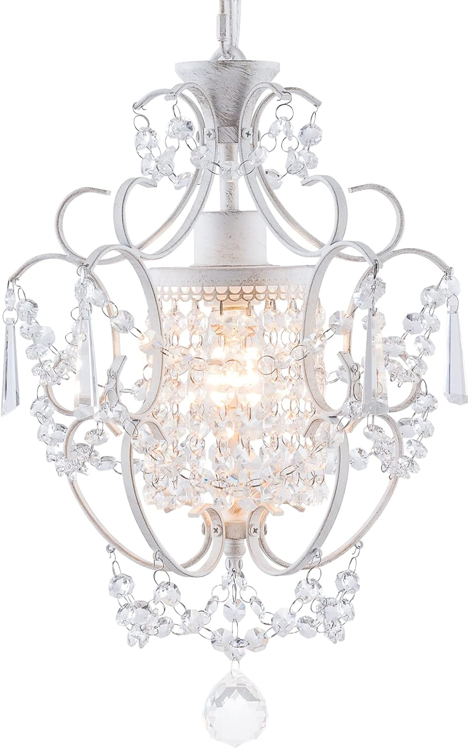 Modern Mini Chandelier,White Retro Crystal Light Fixtures Ceiling Mount 1 Light