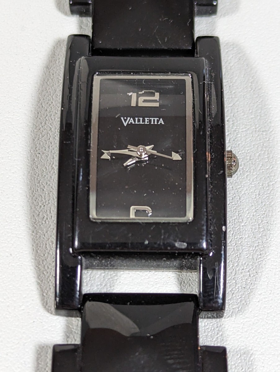 Womans Valletta Black Dial Rectangle Case Link Bracelet Band  display picture 1