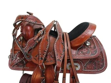 DEEP SEAT WESTERN SADDLE 17 16 15 PLEASURE HORSE TRAIL BARREL RACING TACK SET