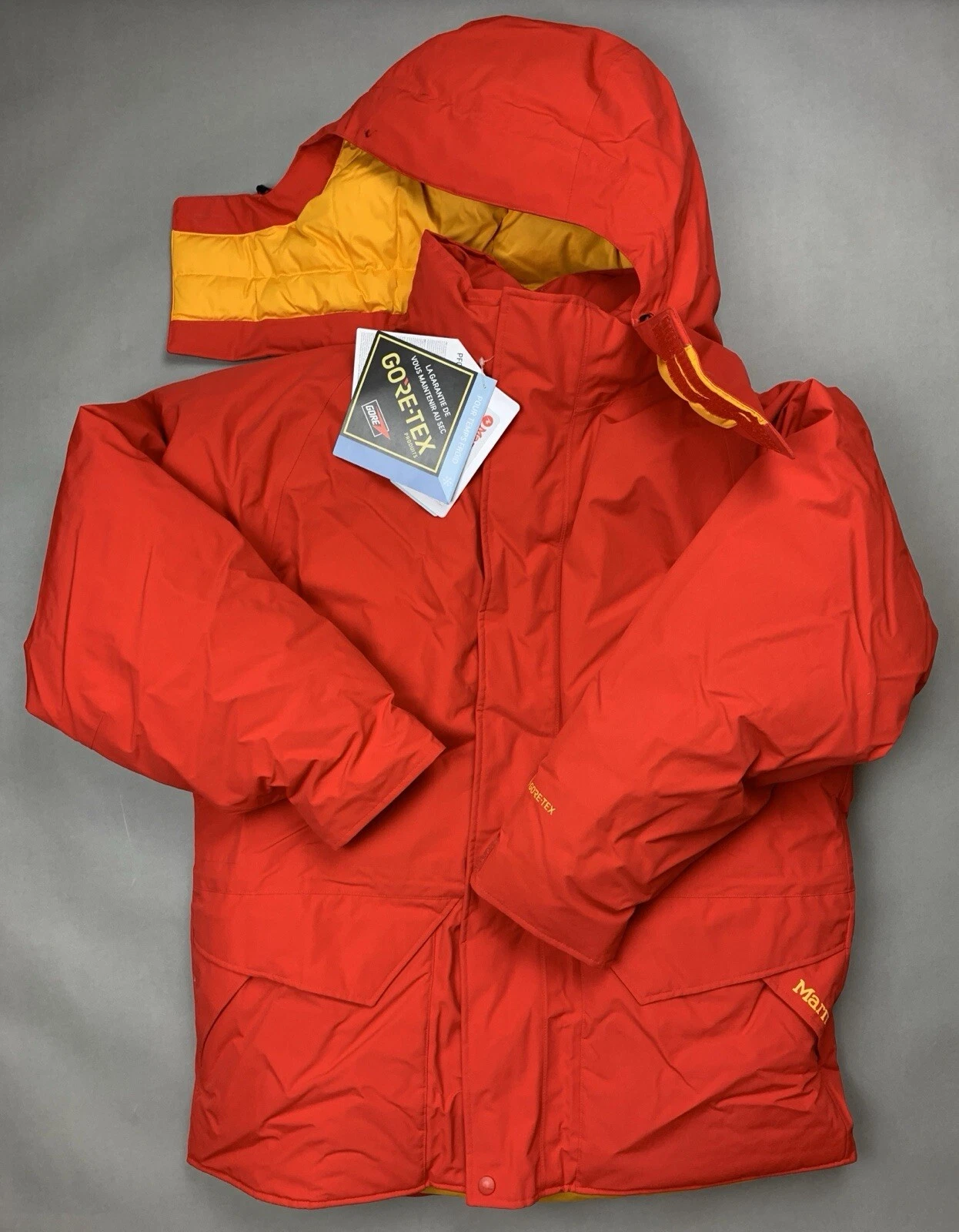 MEN'S MARMOT MAMMOTH GORETEX WATERPROOF PARKA CHERRY-TOMATO-RED 700-FILL *MEDIUM