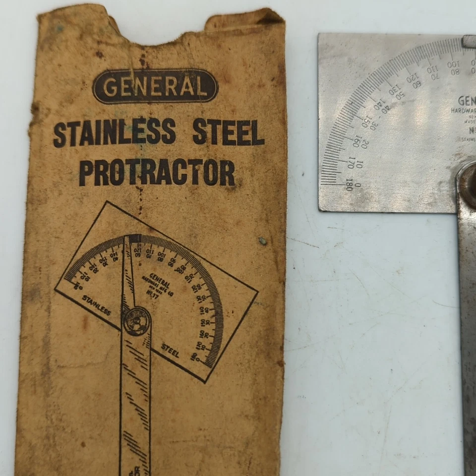 General Tools Stainless Steel Protractor No. 17 Miter Angle Made in USA w/Sleeve - Image 2 of 4