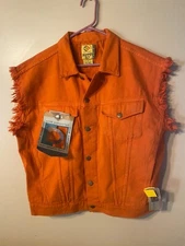 Drummer Boy denim Jeans Jacket Vest Color Orange size M