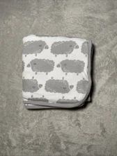 Just One You Carters Grey Lamb Sheep Swaddle Baby Blanket White Soft Terry Towel