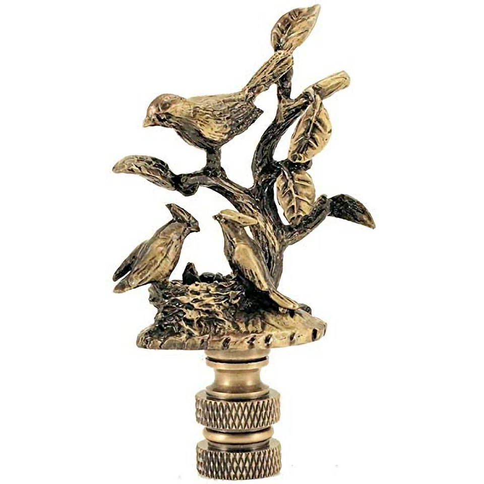 BIRD'S NEST LAMP SHADE FINIAL ANTIQUE BRASS - FINIAL THREAD