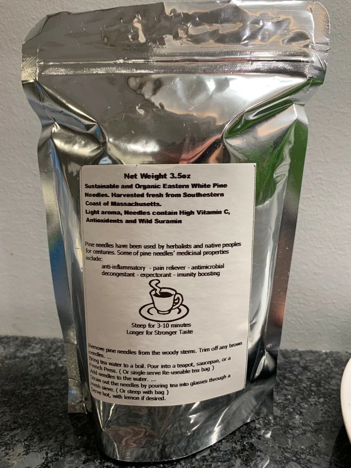 Agujas de pino blanco oriental fresco orgánico suramina silvestre 1/4 lb + bolsa de té reutilizable! Foto 3 de 3